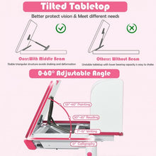 Load image into Gallery viewer, Adjustable Height Study Desk with Drawer and Tilted Desktop for School and Home-Pink