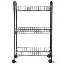 Load image into Gallery viewer, 3 Tier Rolling Kitchen Utility Trolley with Storage Shelf Baskets