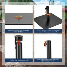 Load image into Gallery viewer, Steel Heavy Duty Patio Market Umbrella Base with 3 Adapters for Backyard
