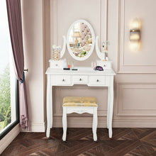 Load image into Gallery viewer, Vanity Make Up Table Set Dressing Table Set with 5 Drawers-White