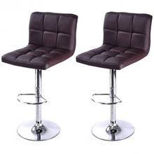 Load image into Gallery viewer, 2PC Bar Stool PU Leather Barstools Chairs Adjustable Counter Swivel Pub Style-black