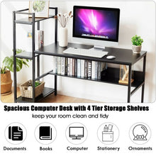 Load image into Gallery viewer, 59" Computer Desk Home Office Workstation 4-Tier Storage Shelves-Black