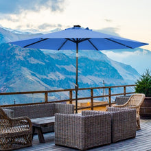 Load image into Gallery viewer, 9 Ft and 32 LED Lighted Solar Patio Market Umbrella Shelter with Tilt and Crank-Blue