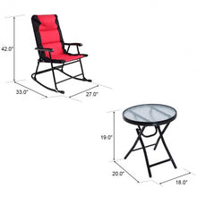 Load image into Gallery viewer, 3 pcs Outdoor Folding Rocking Chair Table Set