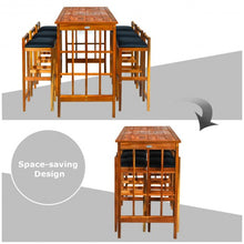 Load image into Gallery viewer, 7-Piece Patio Bar Set Outdoor Dining Table Stool Wood Furniture