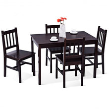 Load image into Gallery viewer, 5 pcs Wood Dining 4 Chairs & Table Set-Black