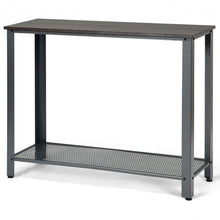 Load image into Gallery viewer, Metal Frame Wood Console Sofa Table with Storage Shelf-Black