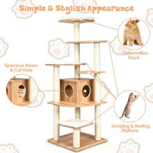 Load image into Gallery viewer, Wood Multi-Layer Platform Cat Tree with Scratch Resistant Rope