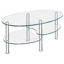 Load image into Gallery viewer, Tempered Glass Oval Side Coffee Table-Transparent