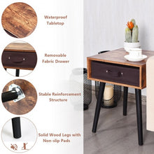 Load image into Gallery viewer, Mid-Century End Accent Bedside Table-Brown
