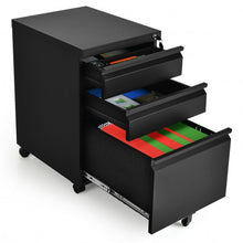 Load image into Gallery viewer, 3-Drawer Mobile File Cabinet Stee with Lock-Black