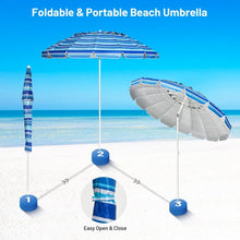 Load image into Gallery viewer, 8FT Portable Beach Umbrella with Sand Anchor and Tilt Mechanism for Garden and Patio-Navy