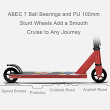 Load image into Gallery viewer, Lightweight Aluminum Freestyle Stunt Kick Scooter 2 Wheels Adults Teenagers Red