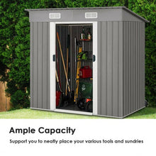 Load image into Gallery viewer, 4x6 ft Outdoor Galvanized Steel Tool Storage Shed with Sliding Door-Gray