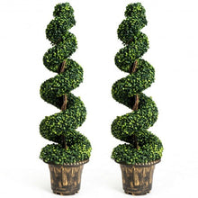 Load image into Gallery viewer, 2-Set 4' Artificial D�cor Green Boxwood Spiral Tree