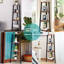 Load image into Gallery viewer, 4-Tier Corner Shelf Metal Storage Rack Domestic Bookcase-Black