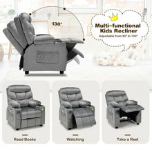 Load image into Gallery viewer, Adjustable Lounge Chair with Footrest and Side Pockets for Children-Gray