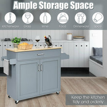 Load image into Gallery viewer, Rolling Kitchen Island Cart with Towel and Spice Rack-Gray