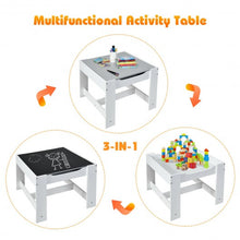 Load image into Gallery viewer, Kids Table Chairs Set With Storage Boxes Blackboard Whiteboard Drawing-White