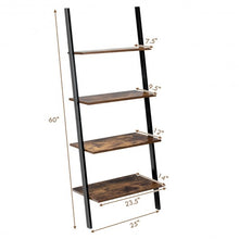 Load image into Gallery viewer, 4-Tier Industrial Leaning Wall Bookcase-Brown