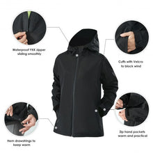 Load image into Gallery viewer, Women's Waterproof & Windproof Rain Jacket with Velcro Cuff-Black-M