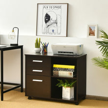 Load image into Gallery viewer, 3-Drawer Mobile Lateral File Cabinet Printer Stand-Espresso