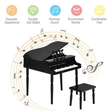 Load image into Gallery viewer, 30-Key Wood Toy Kids Grand Piano with Bench & Music Rack-Black