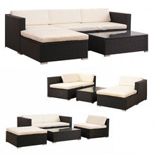 Load image into Gallery viewer, 5 PCS Patio Furniture Wicker Table Shelf Garden Sofa With Cushion