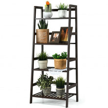 Load image into Gallery viewer, 4-Tier Bamboo Ladder Shelf-Brown