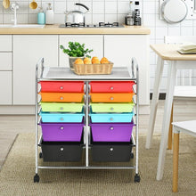 Load image into Gallery viewer, 12 Drawers Rolling Cart Storage Scrapbook Paper Organizer Bins-Deep Multicolor