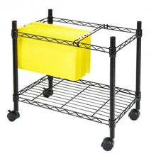 Load image into Gallery viewer, Metal Rolling File Cart for Folder Storage-Black