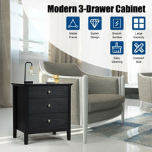 Load image into Gallery viewer, Nightstand Beside End Side Table Organizer with 3 Drawers-Black