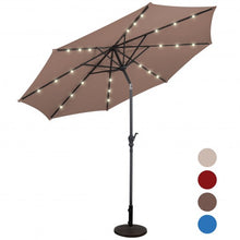 Load image into Gallery viewer, 10FT Patio Solar Umbrella LED Patio Market Steel Tilt W/ Crank Outdoor New-Tan