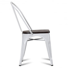 Load image into Gallery viewer, 4 pcs Tolix Style Metal Dining Side Chair Stackable Wood Seat-White