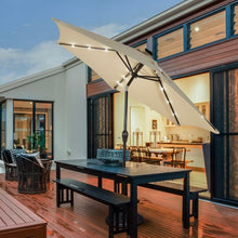 Load image into Gallery viewer, 9' Solar LED Lighted Patio Market Umbrella Tilt Adjustment Crank Lift -Beige