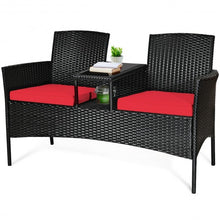 Load image into Gallery viewer, Patio Rattan Conversation Set Seat Sofa-Red