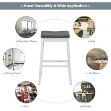 Load image into Gallery viewer, 29" Set of 2 Nailhead Saddle Bar Stools-White