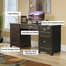Load image into Gallery viewer, 59" Computer Desk with Drawers & Storage Cabinet-Brown
