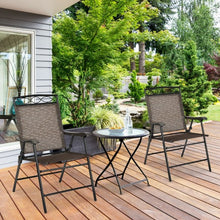 Load image into Gallery viewer, Set of 2 Patio Folding Chairs Sling Portable Dining Chair Set with Armrest