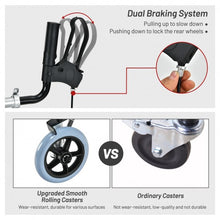 Load image into Gallery viewer, Folding Auxiliary Walker Rollator with Brakes Flip-Up Seat Bag Multifunction-Silver