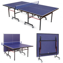 Load image into Gallery viewer, Removable Foldable Net Table Tennis Table with Locking Casters
