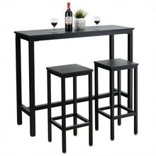 Load image into Gallery viewer, 3 Pieces Bar Table Counter Breakfast Bar Dining Table with Stools-Black
