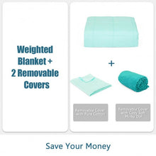Load image into Gallery viewer, 60"x80" 15 lbs 3 Piece Heavy Weighted Blanket Set with Hot and Cold Duvet Covers-Green