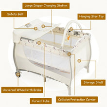 Load image into Gallery viewer, Foldable Baby Playard with Changing Station-Beige