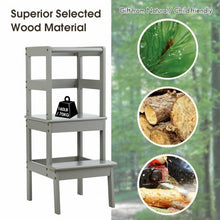 Load image into Gallery viewer, Wooden Kids Kitchen Learning Toddler Tower w/ Safety Rail-Gray