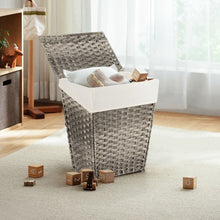 Load image into Gallery viewer, Foldable Handwoven Laundry Hamper with Removable Liner-Gray