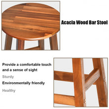 Load image into Gallery viewer, Set of 2 30" Acacia Wood Barstools with Round Seat and Square Leg