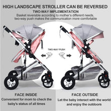 Load image into Gallery viewer, 2 in 1 High Landscape Convertible Reversible Bassinet Pram-Pink