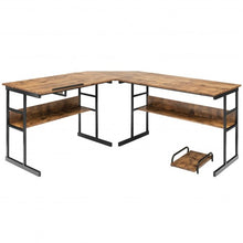 Load image into Gallery viewer, L-Shaped Computer Desk with Tiltable Tabletop-Rustic Brown