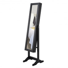 Load image into Gallery viewer, Mirrored Standing Jewelry Cabinet Storage Box-Black